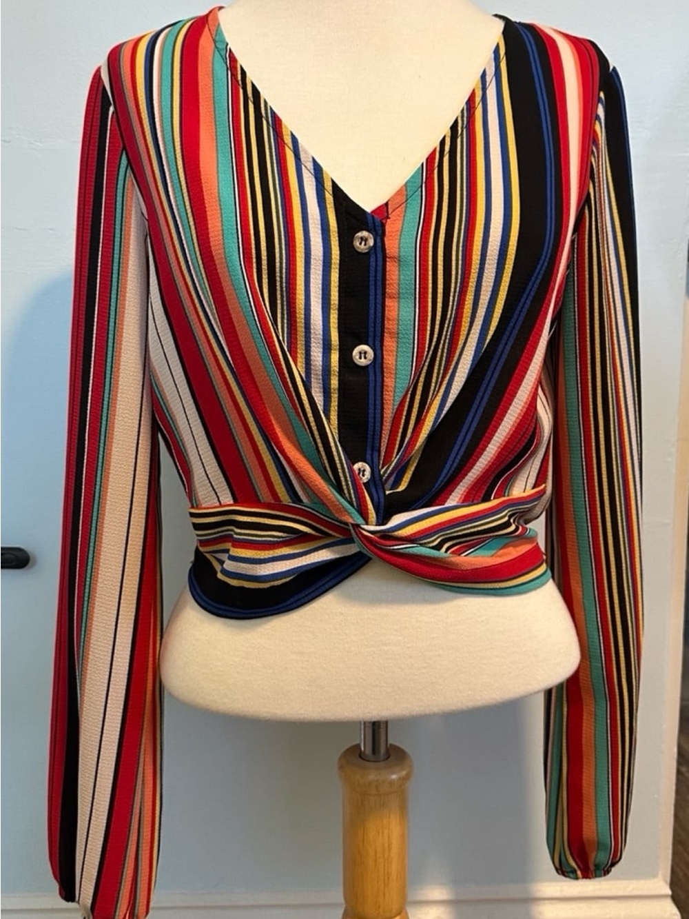 Striped Long Sleeve Crop Top